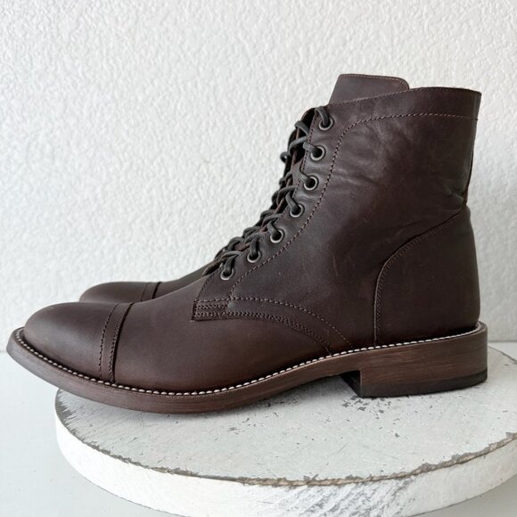 NEW Lane Mens Brown Ankle Boots Size 9.5 Lace-up Casual Genuine Leather Sole - Picture 4 of 12